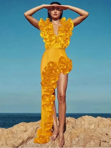 X Revolve Aurora Gown - Bronx And Banco - Mustard Yellow